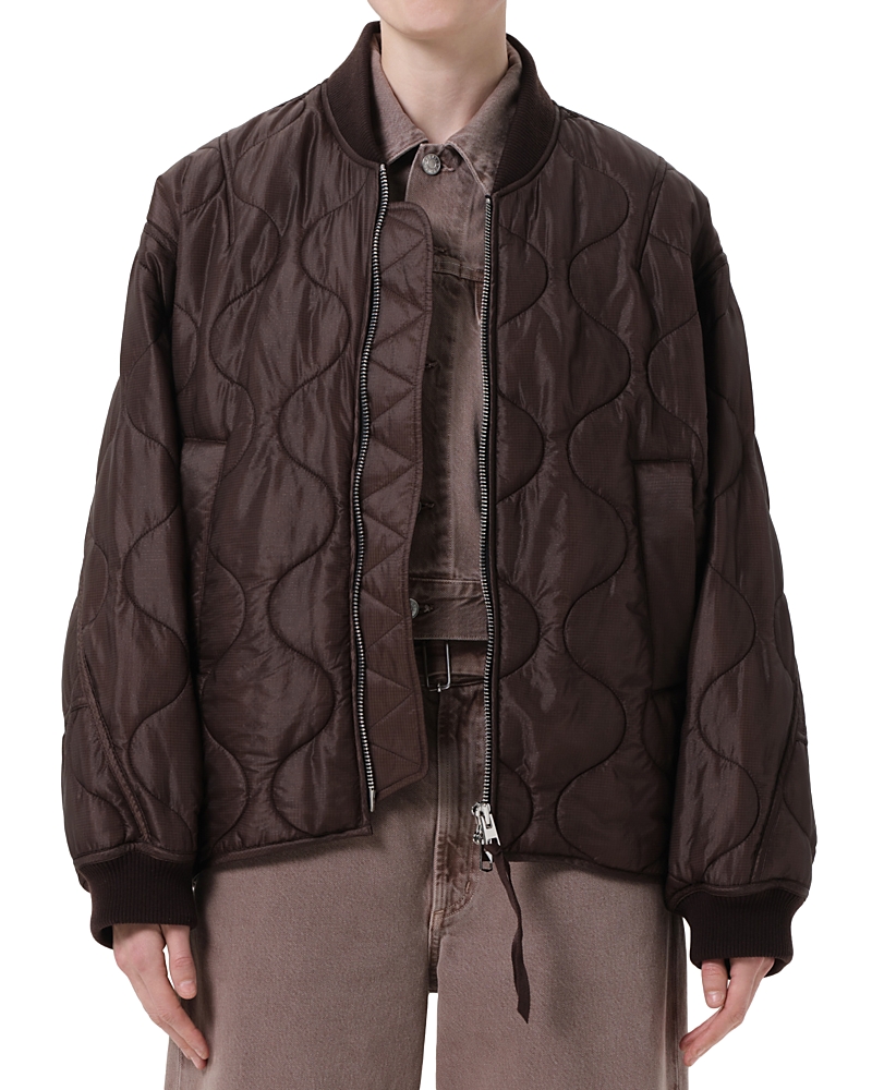 Agolde Isla Onion Quilted Bomber Jacket In Brown
