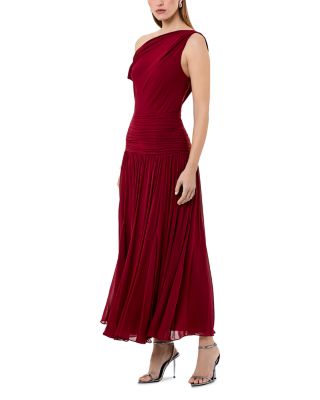 Reece Asymmetric Off-The-Shoulder Godets Midi Dress
