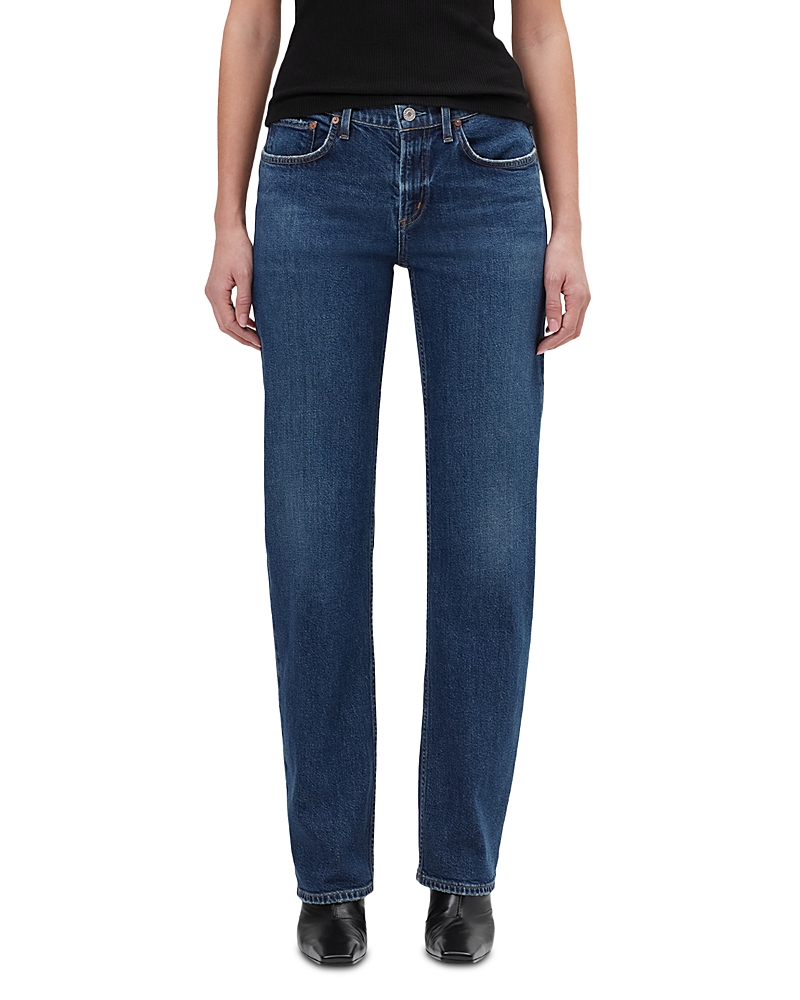 Agolde Low Rise Slim Jeans In Slick In Blue