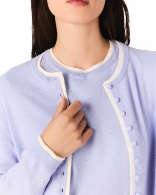 Wool Cardigan with Rhinestones