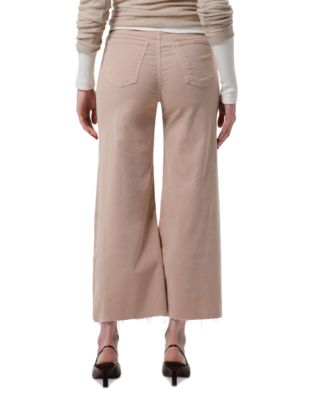 Lyra Wide Leg Cropped Jeans in Pale Stone