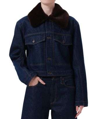 AGOLDE Walker Faux Fur Collar Denim Jacket | Bloomingdale's Women