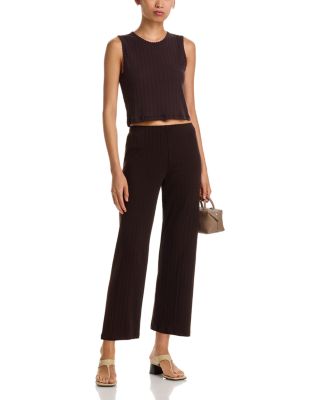 Pointelle Cropped Wide Leg Pants