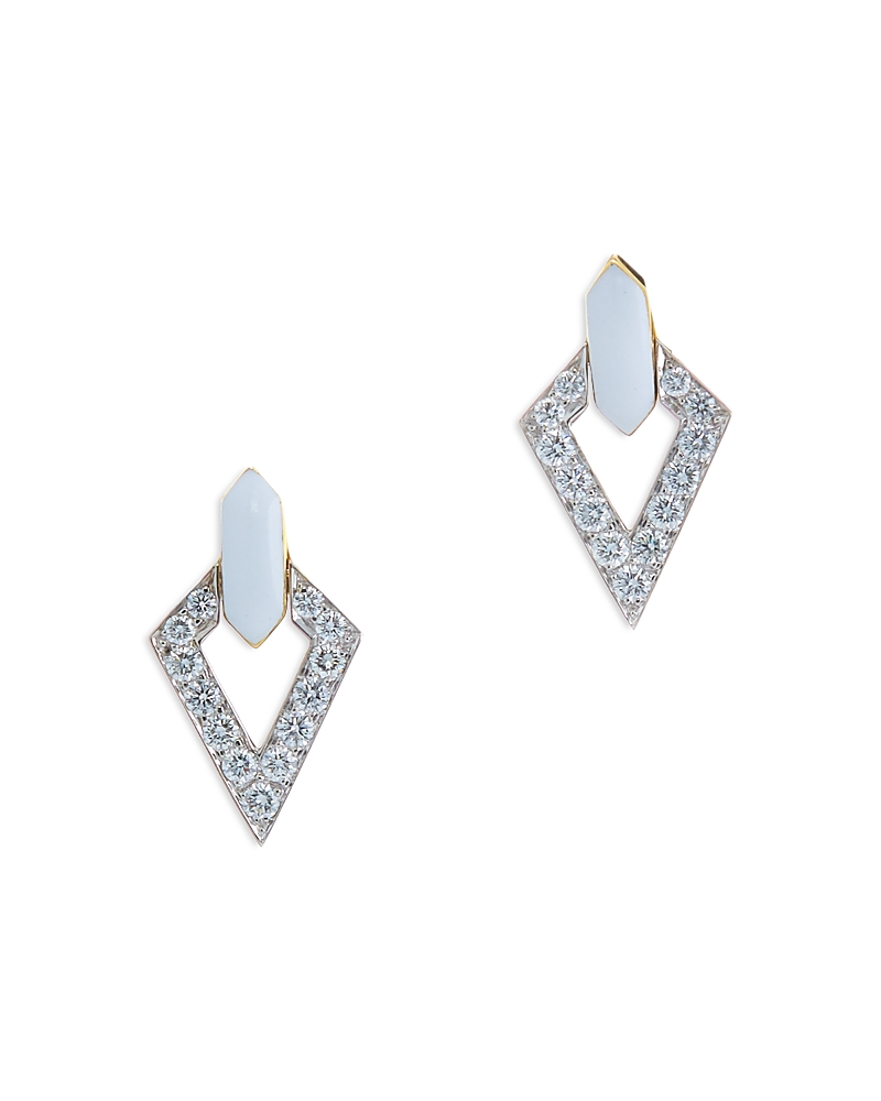 David Webb Diamond Double Stud Earrings In 18k Yellow Gold & Platinum In White
