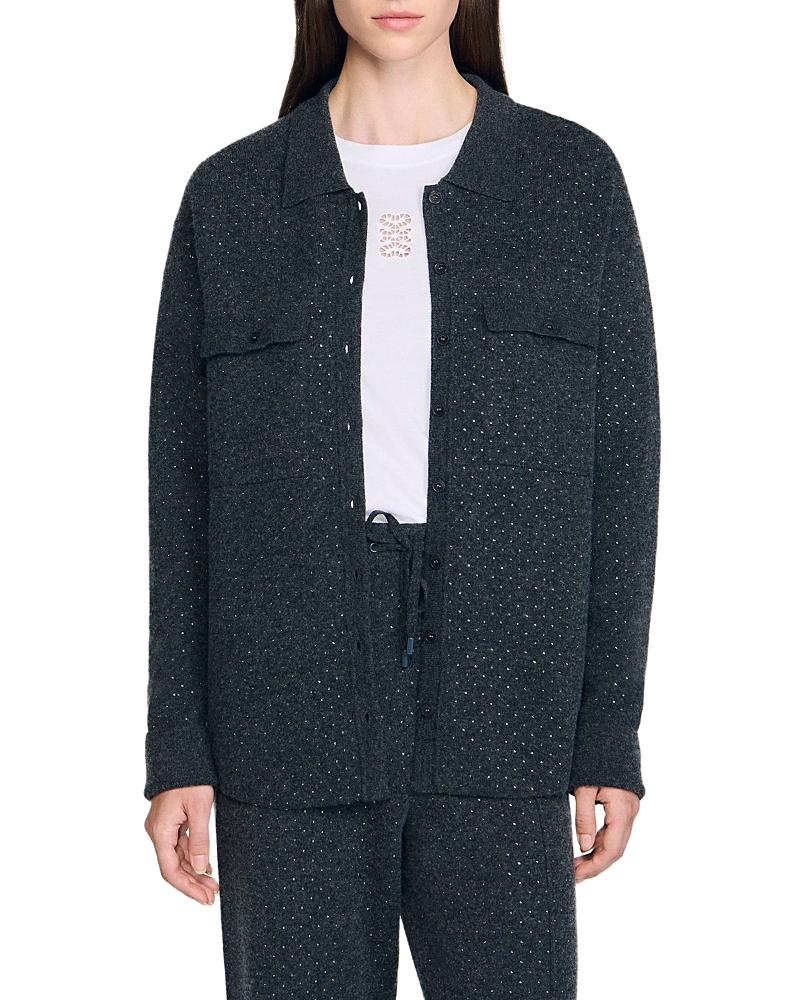 Sandro Rhinestone Cardigan