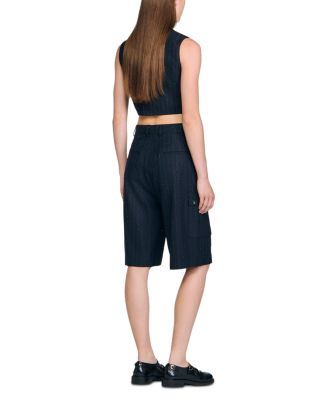 Rhinestone Pinstripe Long Shorts