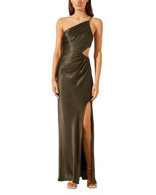 La Lune Asymmetric Gathered Maxi Dress