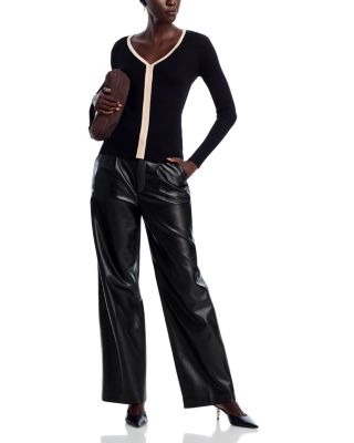 Long Sleeve V Neck Striped Ribbed Sweater