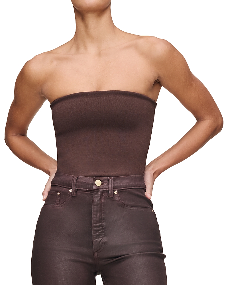 Dl1961 Instasculpt Fine Knit Tube Top In Brown