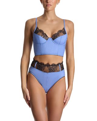 x Lexi Wood Katrina Denim & Lace Underwired Longline Bra