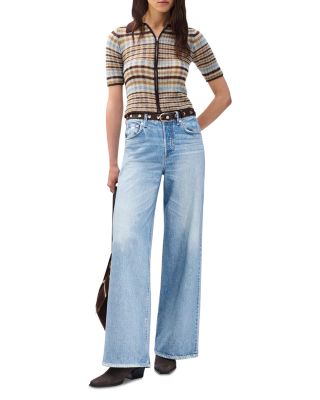 Miramar Sofie Full Length Cotton Terry Wide Leg Sweatpant Jeans in Raily