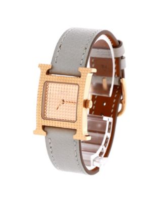 Heure H Quartz Watch in Clous de Paris Hobnail Rose Gold and Leather 21mm