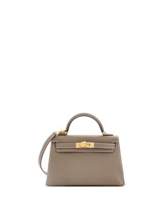 Pre-Owned HERMÈS - Kelly 20 Handbag Grey Epsom with Gold Hardware
