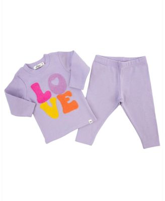 Girls' Cotton Candy Love Terry Applique 2-Piece Set - Baby