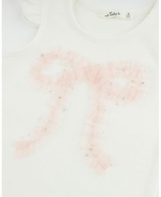  Girls' Ruffle Bow Fleck Tulle Applique Flutter Tank - Baby