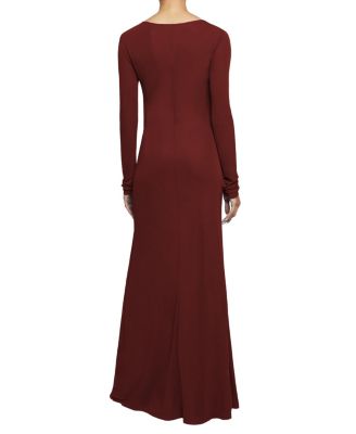 Abby Long Sleeve with Side Ruching in Fluid Jersey Maxi Dress