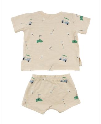 Boys' Golf Print Slub Raw Edge Slub Tee and Short Set - Baby, Little Kid