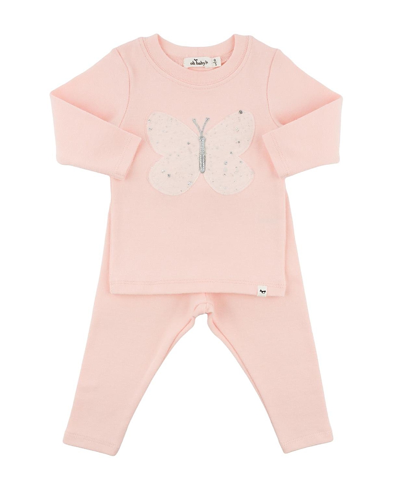 oh baby! Girls' Butterfly Fleck Tulle Applique Two Piece Set - Baby