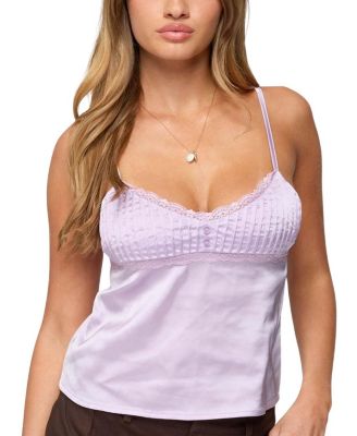 Blanca Satin Lace Trim Tank Top