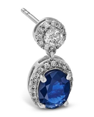 Sapphire & Diamond Drop Earrings in 14K White Gold