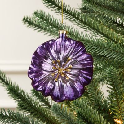 Glass Purple Flower Ornament - Exclusive