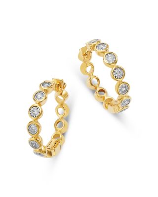 Diamond Bezel Small Hoop Earrings in 14K Yellow Gold, 0.30 tcw