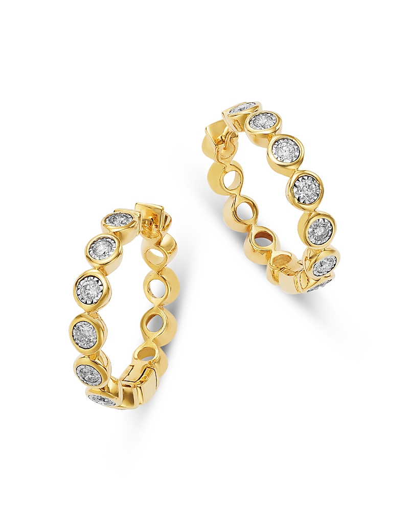 Bloomingdale's Fine Collection Diamond Bezel Small Hoop Earrings in 14K Yellow Gold, 0.30 tcw