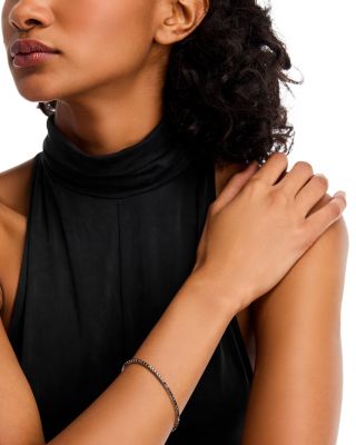 Unisex Black Diamond Bracelet in 14K White Gold, 4.8 tcw