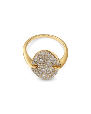 Diamond Pav&eacute; Oval Disc Ring in 14K Yellow Gold, 1.0 tcw