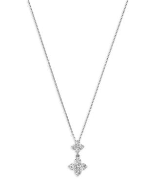 Diamond Two Tier Pendant Necklace in 14K White Gold, 1.0 tcw