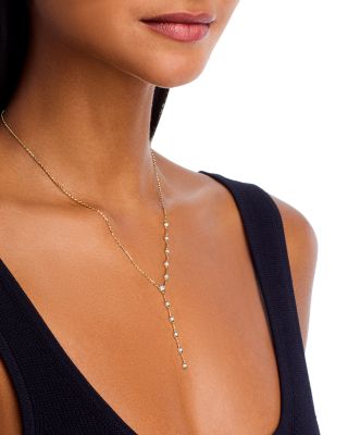 Diamond Bezel Lariat Necklace in 14K Yellow Gold, 0.25 tcw