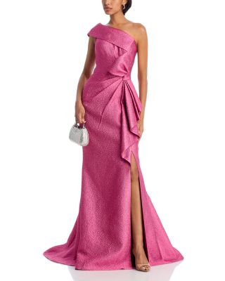 One Shoulder Textured Gown