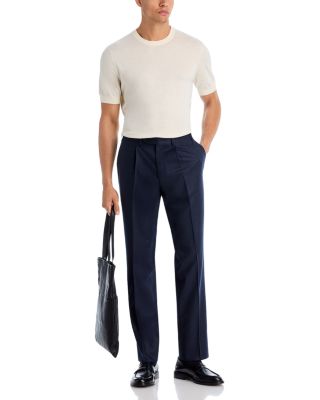 Monza Slim Fit Pleated Wool Flannel Trousers