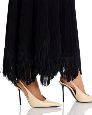 x Lani Lynn Fringe Hem Ribbed Knit Maxi Skirt