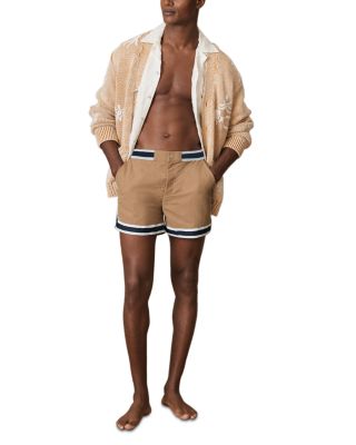 Che Baller Stripe Tape Hem 4.5" Swim Trunks 