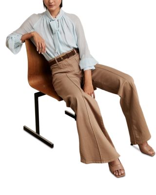 Petite Sakura Patch Pocket Flare Jeans in Taupe Neutral