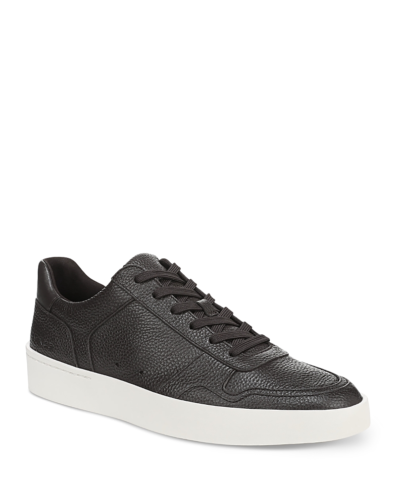 Vince Men's Peyton Truffle Lace Up Brown Leather Sneakers In Black