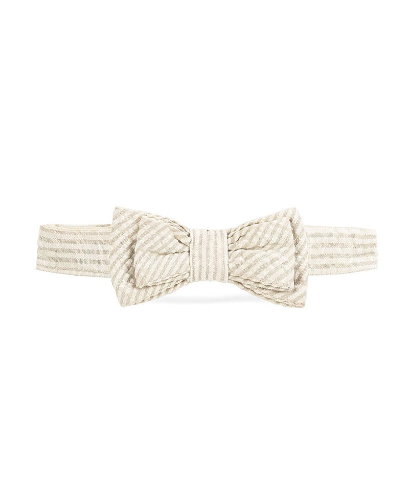 Hope & Henry Boys' Classic Seersucker Bow Tie - Big Kid In Neutral
