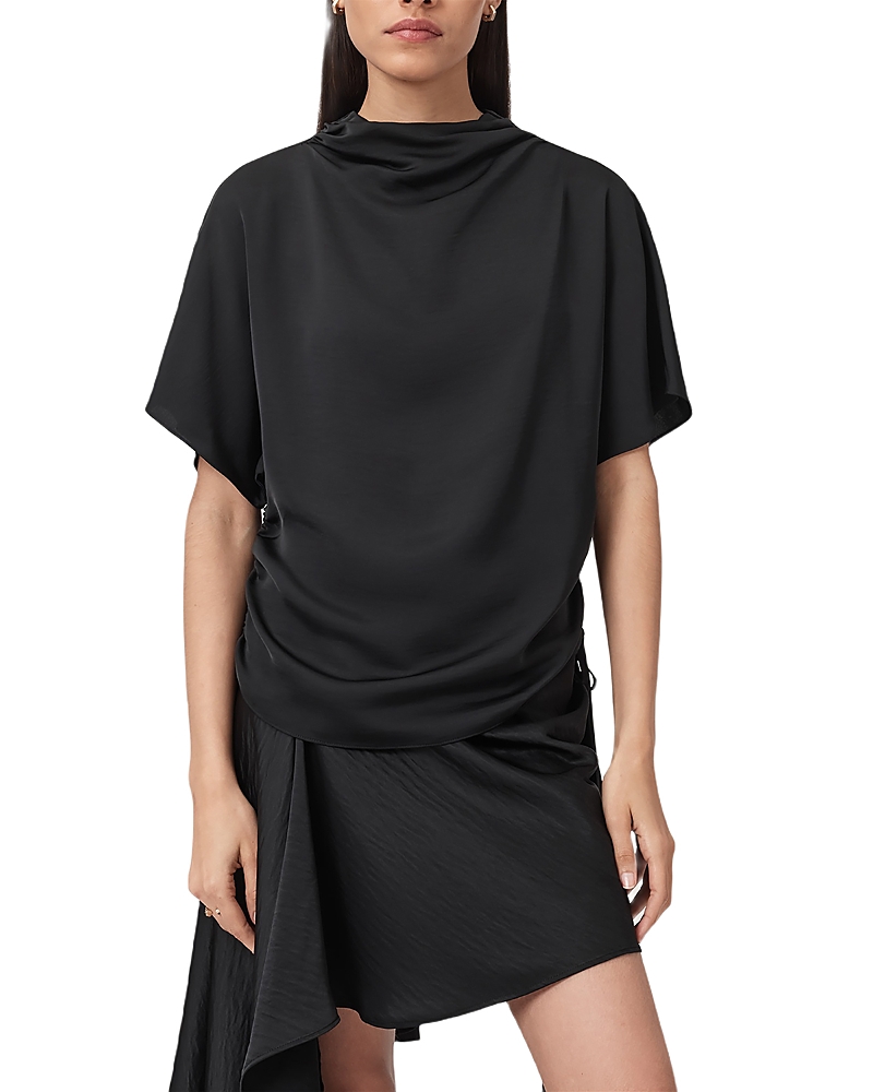 Allsaints Leslie Short Sleeve Top In Black