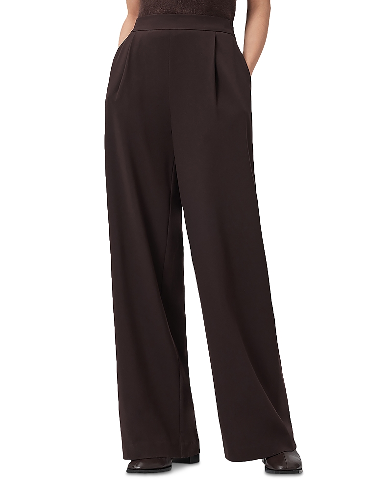 Allsaints Aleida Wide Leg Trousers In Burgundy