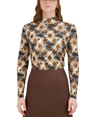 Printed Mock Neck Top 