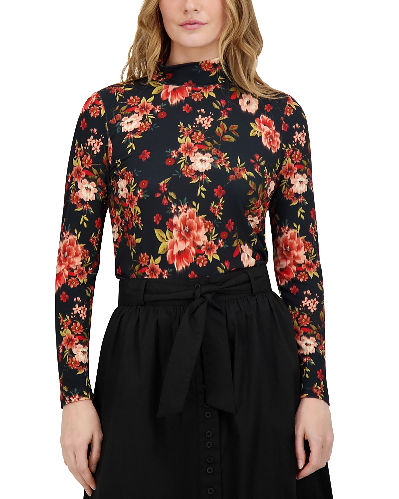 Point Printed Mock Neck Top In Multi