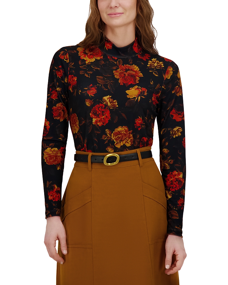 Point Printed Mock Neck Top In Multi