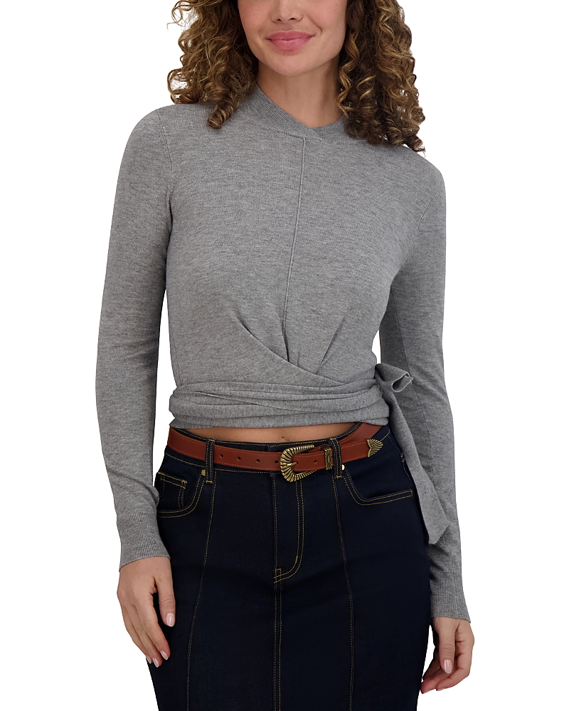 Point Mandarin Wrap Top In Gray