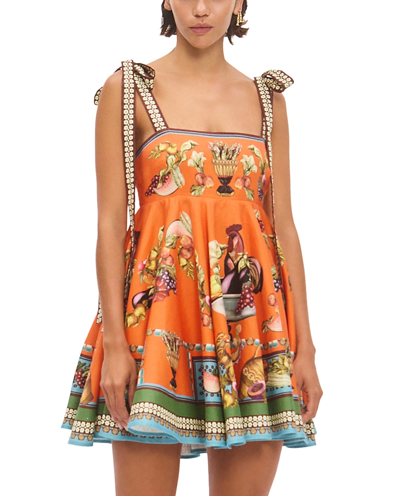 Alemais Womens Multi Rocco Graphic-pattern Flax Mini Dress In Orange