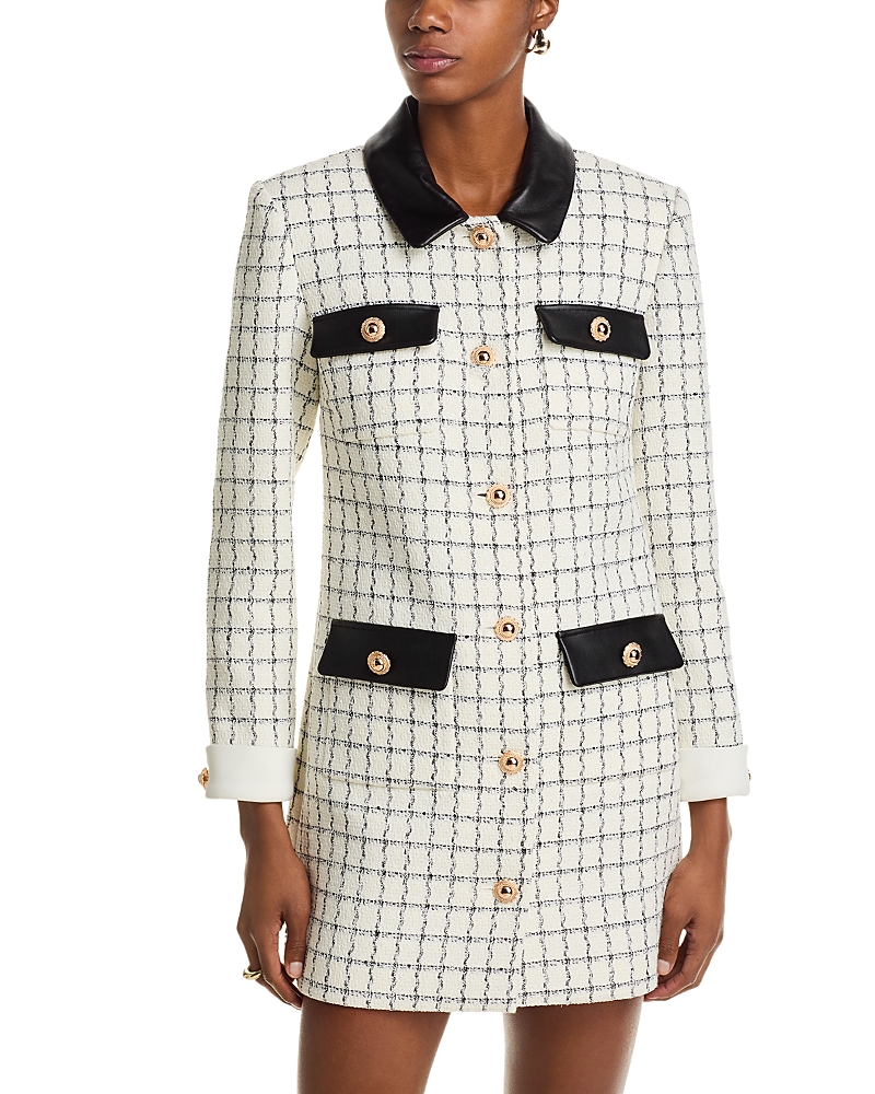 Self-portrait Windowpane Check Boucle Mini Dress In Multi