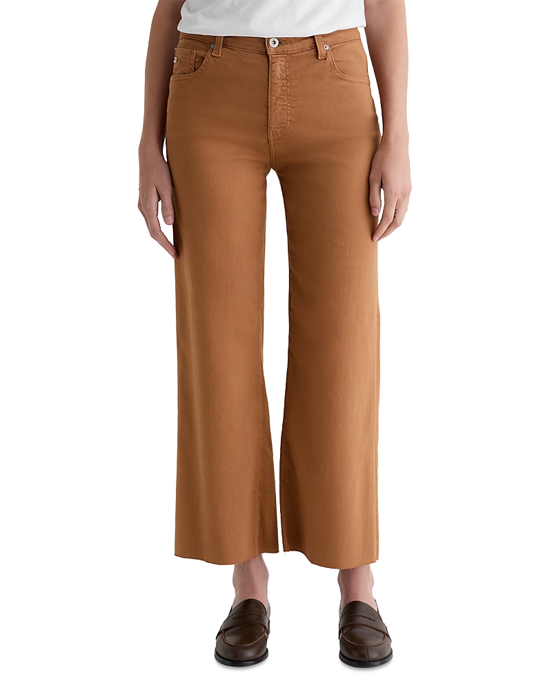 Ag Saige High Rise Wide Leg Crop Jeans In Ginger In Brown