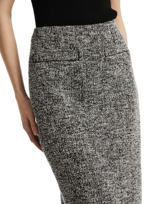 Boucle Jersey Tweed Tailored Midi Skirt