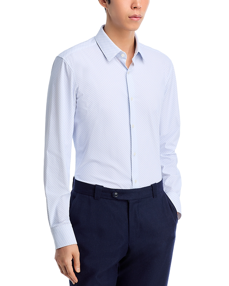 Hugo Boss Hank Slim Fit Stretch Button-front Shirt In Blue