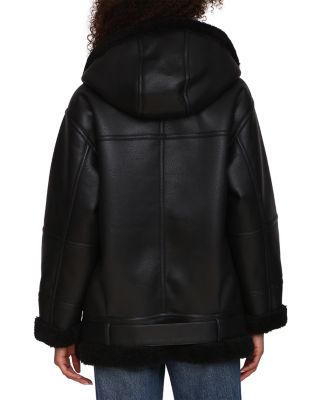Faux Shearling Hooded Coat